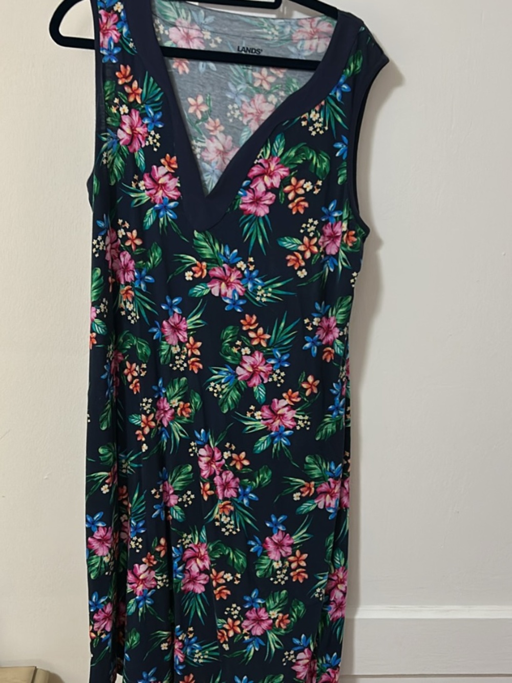 Lands' End Floral Sleeveless Dress Size M